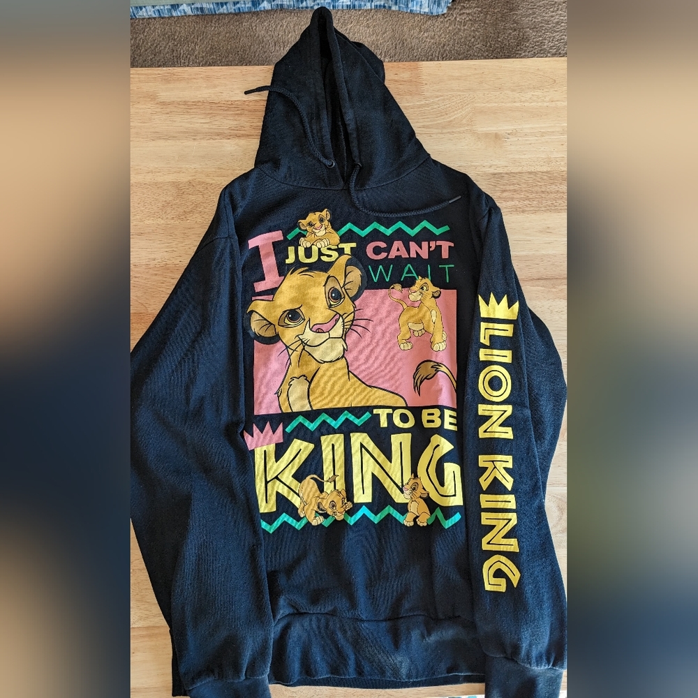 Disney The Lion King Hoodie Mens Medium Simba Art Black Pullover Hipster 90s Art